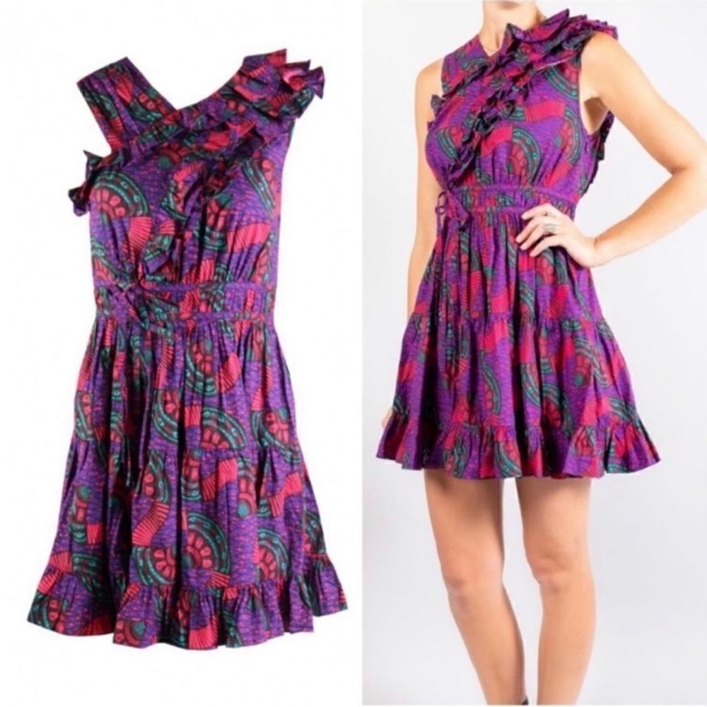Ulla Johnson Iliana Cotton Poplin Mini Dress Violet Purple Size 8
